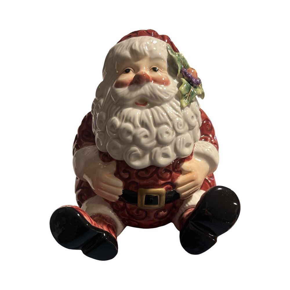 FITZ & FLOYD SANTA LIDDED CANDY DISH 2 PC. CERAMIC